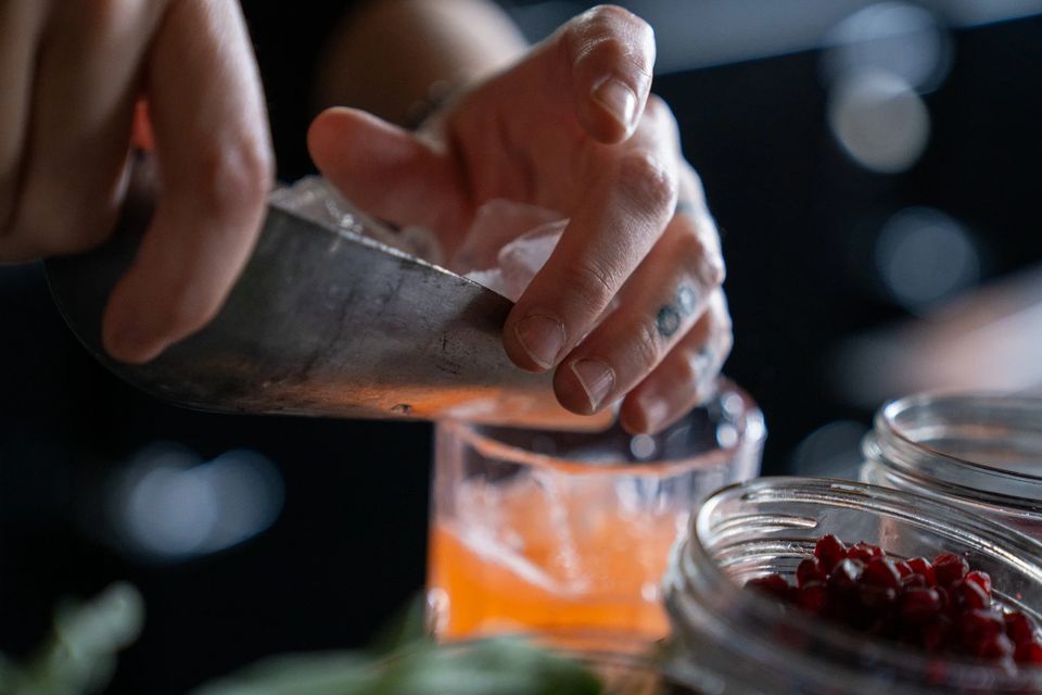 Cocktail preparation at Black Salt