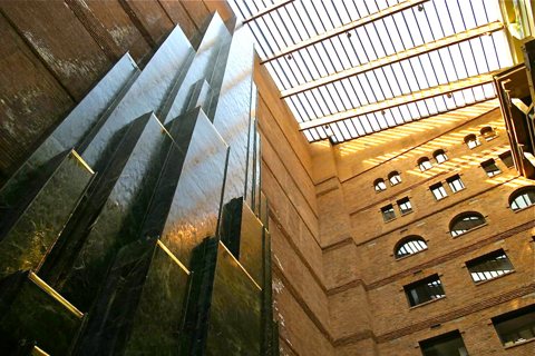 400 Monroe Associates: Indoor waterfall in the International Center atrium