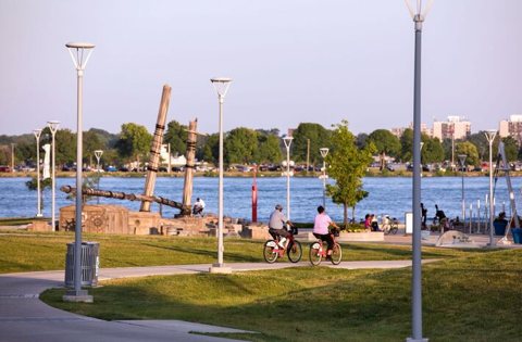 Mt. Elliott Park: Mt. Elliott Park and the schooner splash pad