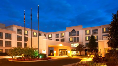 North: Entrance of the Detroit Metro Airport Marriott, home of North