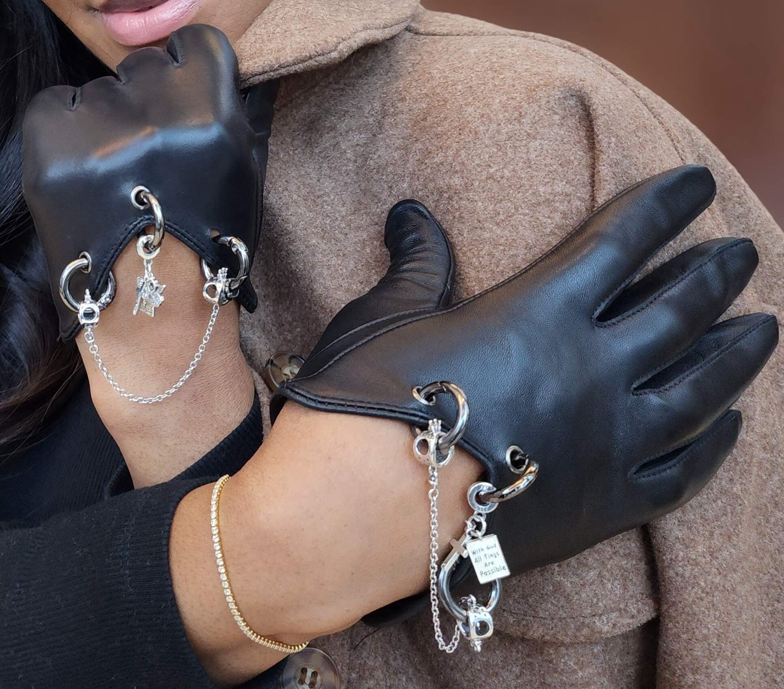 The LuvGluv: LuvGluv leather half glove with charms