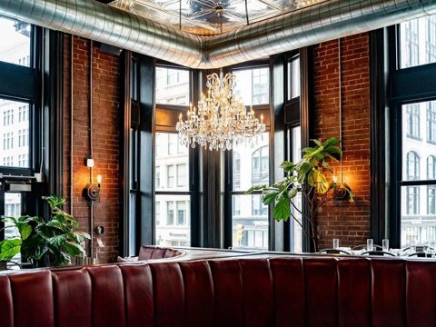 Wright & Company: Wright & Company dining room under the chandelier