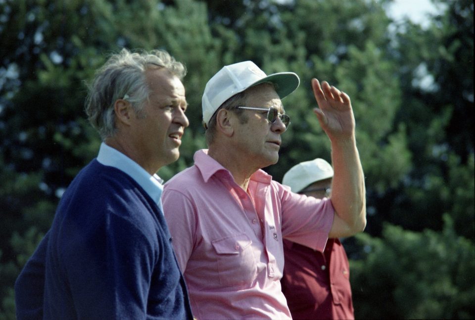 Gordie Howe és Gerald Ford elnök Traverse Cityben, 1975