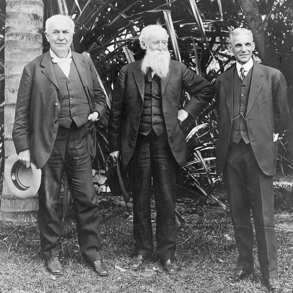 Thomas Edison, John Burroughs és Henry Ford Edison floridai házánál, Fort Myersben, 1914-ben