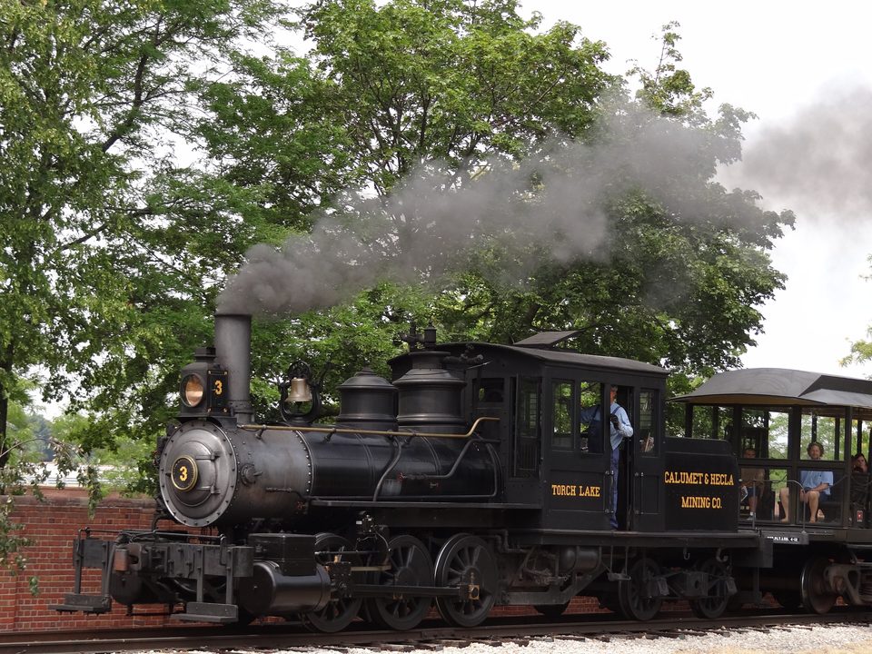 Az 1873-as Torch Lake gőzmozdony húzza a Weiser Railroad szerelvényét, 2012 júliusában