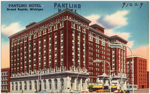 A Pantlind Hotel egy 1930-as évekbeli képeslapon