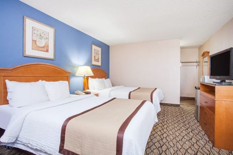A room with two beds