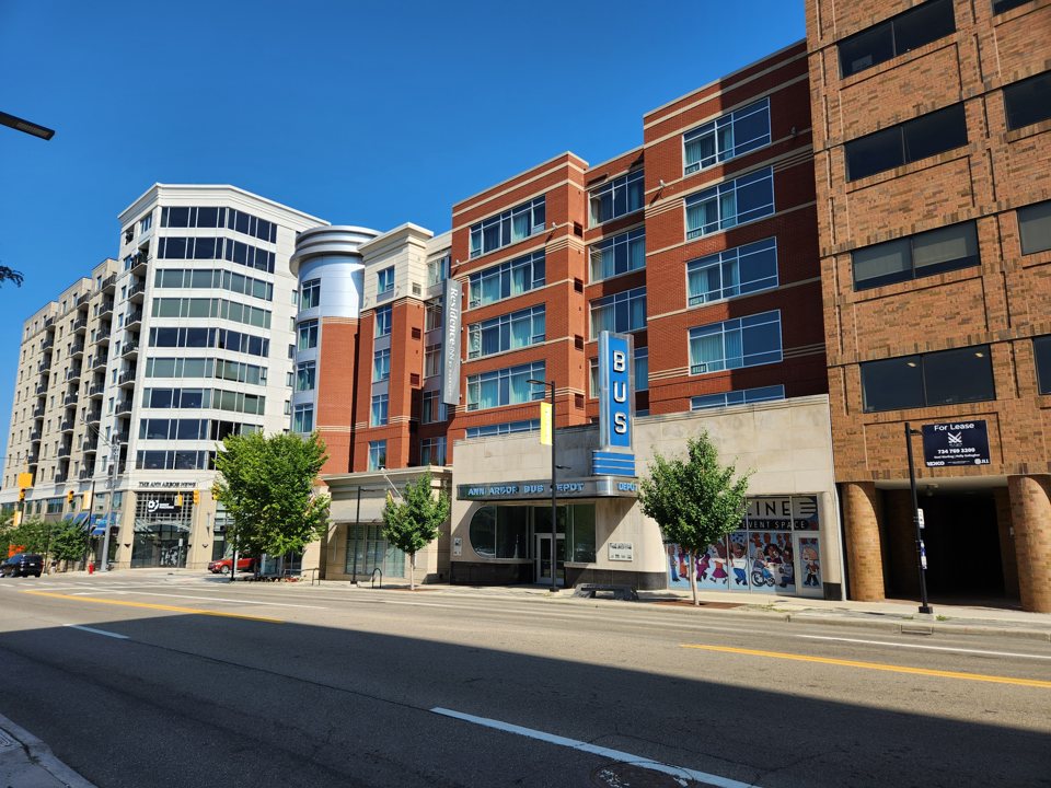 The six-storey brick Residence Inn on West Huron Street in Ann Arbor