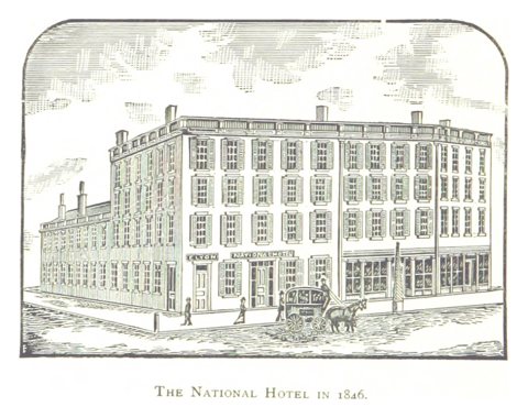 The National Hotel in 1846, the building that later became the Russell House, in a period engraving