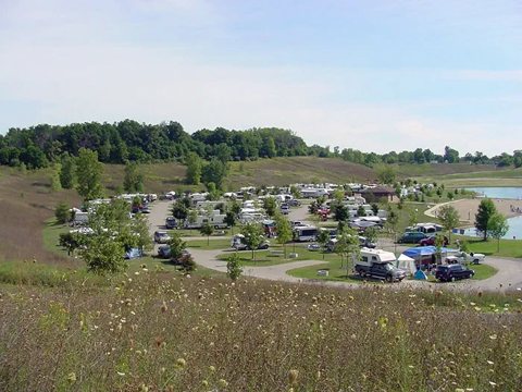 Campsites spread across the hillside