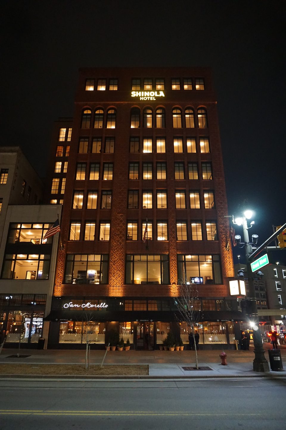 Shinola Hotel — Shinola Hotel exterior on Woodward Avenue (2018)