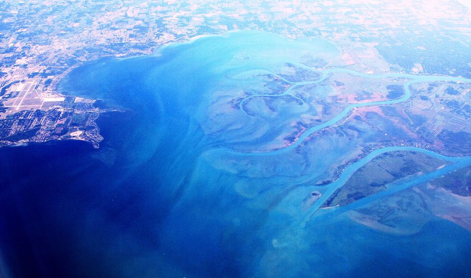 Anchor Bay and the Macomb County shoreline from the air