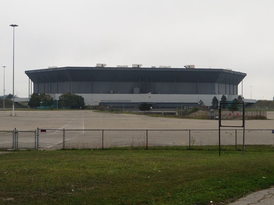 The abandoned Silverdome in 2015, two years before demolition