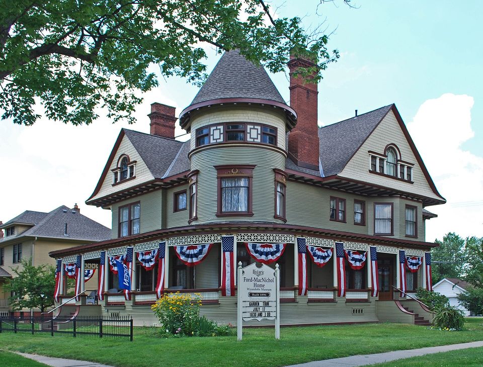The Ford-MacNichol Home decked out in bunting