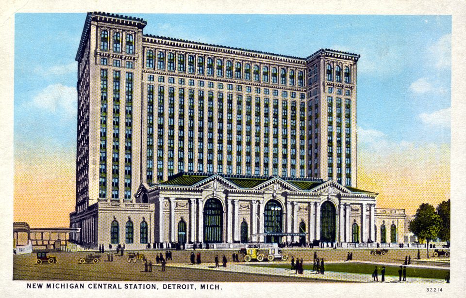 Hand-colored postcard of the newly opened station, 1914