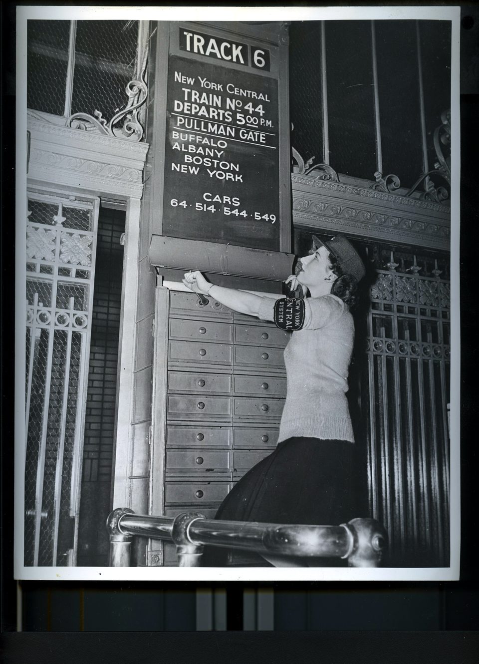 A woman runs the Track 6 gate during World War II, 1943