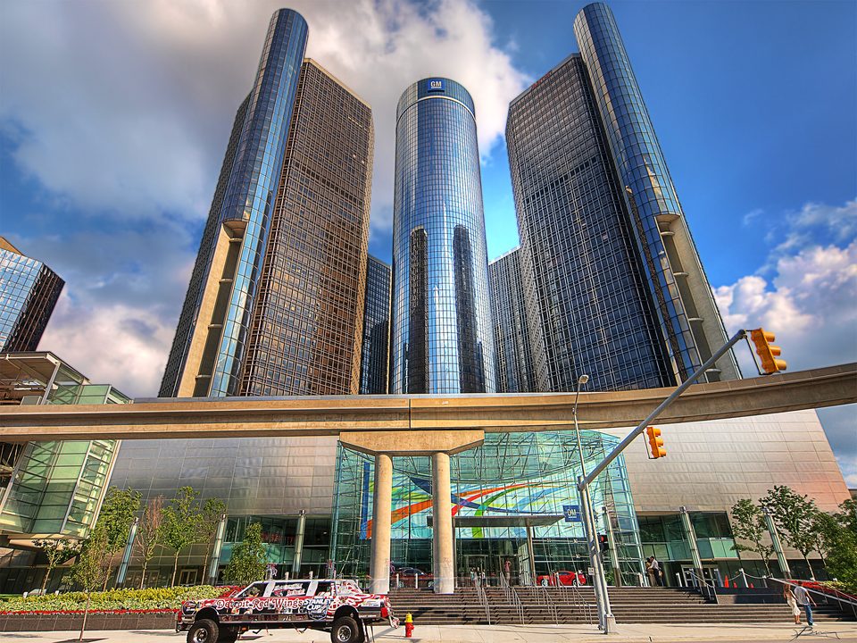 The guideway beneath the Renaissance Center towers