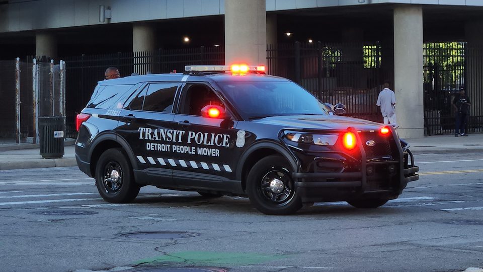 A Detroit Transit Police patrol car at Michigan Avenue and Cass (2025)