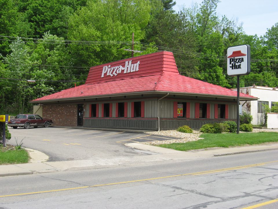 A Red Roof Pizza Hut in Athens, Ohio, where the first one east of the Mississippi opened in 1966