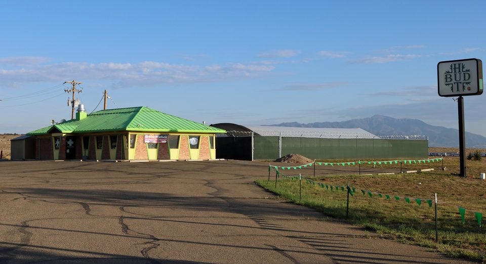 “Bud Hut”: a cannabis shop with a green roof in a former Pizza Hut, Colorado