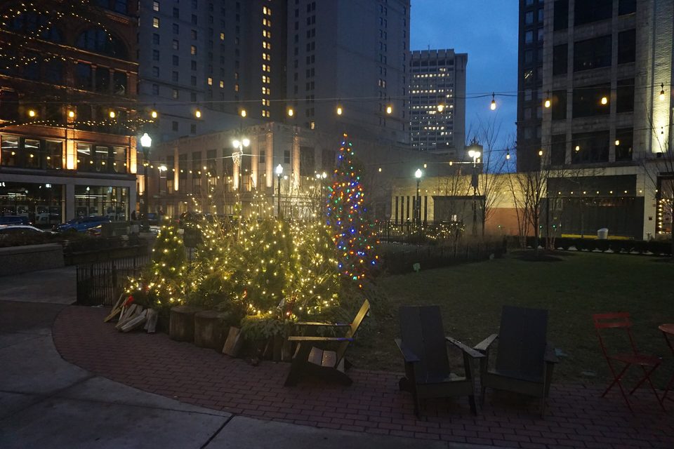 Capitol Park with its evening lights in December (2021)