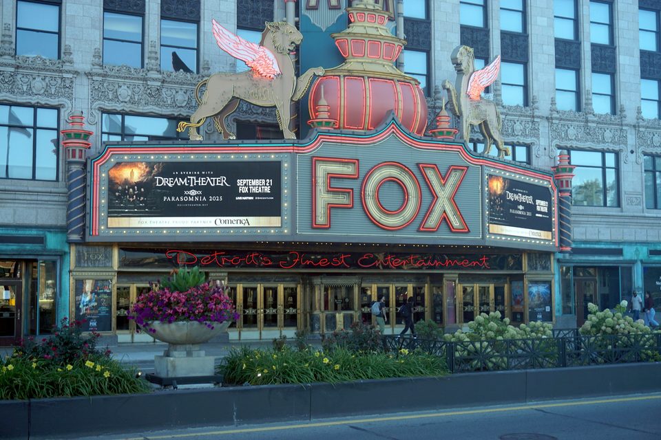 The Fox Theatre’s marquee with its winged lions (2025)