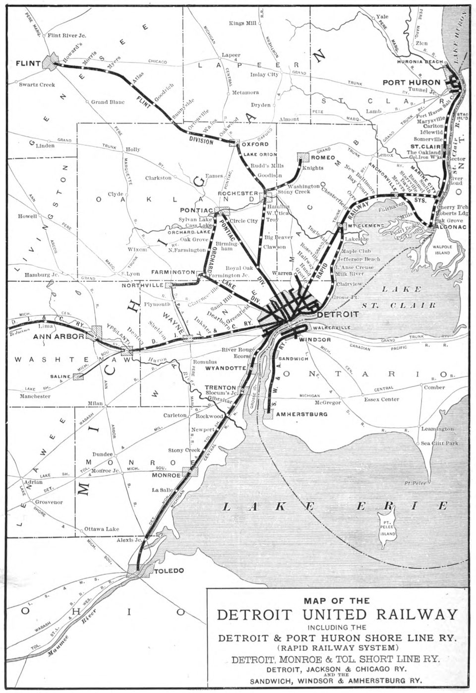 The Detroit United Railway network around 1907