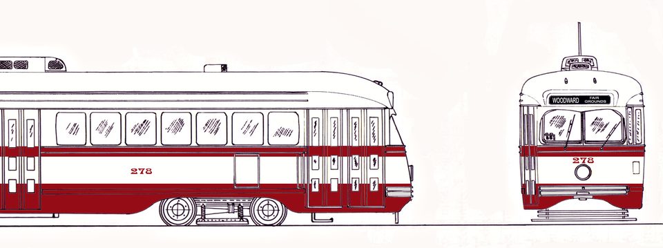A drawing of Detroit’s PCC streetcar