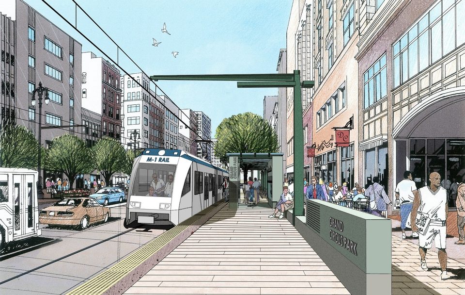An early M-1 Rail station rendering (2012)