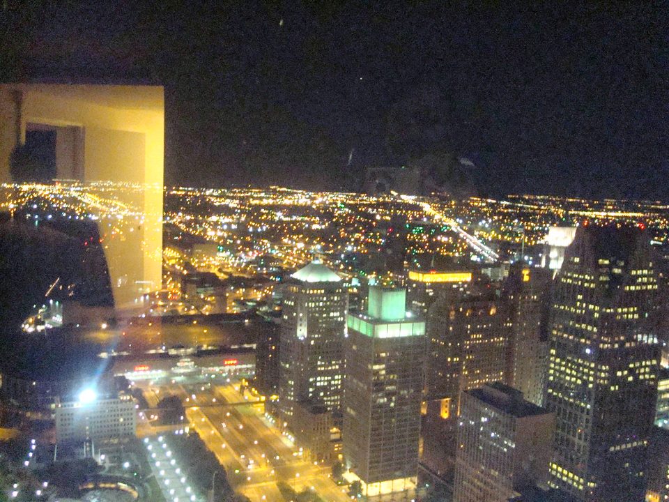 The night view over the downtown lights from the hotel’s 70th-floor Presidential Suite, October 2008