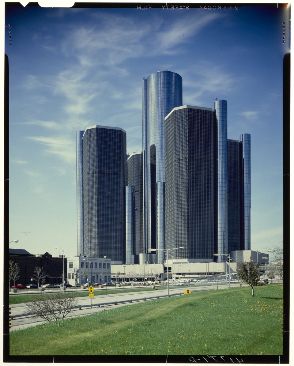 The newly opened Renaissance Center in 1977, photographed by Budapest-born Balthazar Korab