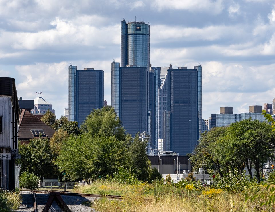 The Renaissance Center from Walker Road in Windsor’s Walkerville neighborhood (2025)