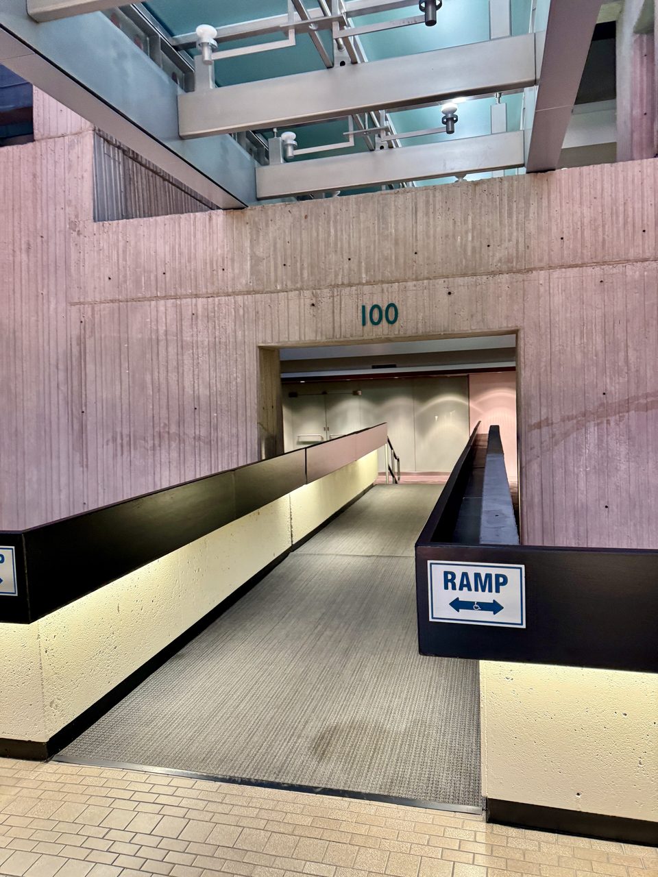 A ramp leading to the Tower 100 entrance (2024)